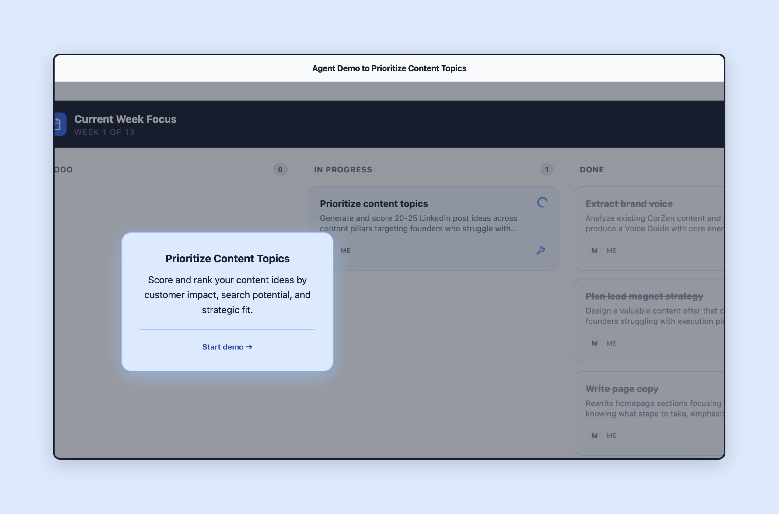 Prioritize Content Topics agent