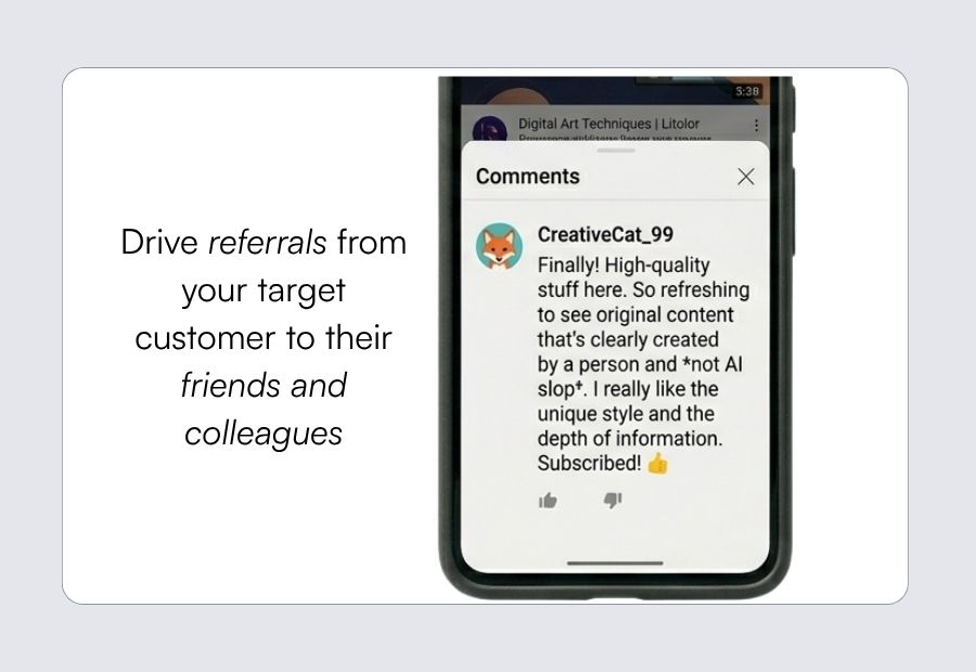 Founder reviewing a sharp one-paragraph ideal customer profile on a laptop screen